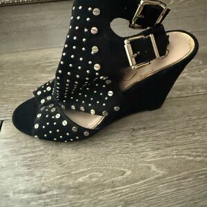 Jessica Simpson Black Studded Wedge Sandals
